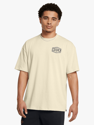 Mens Under Armour Project Rock Heavyweight Tools Beige Tee