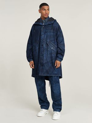 G-Star Men's Hooded Dark Blue Denim Parka Jacket