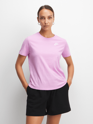 Womens Nike Sportswear Club Essentials Beyond Pink Tee