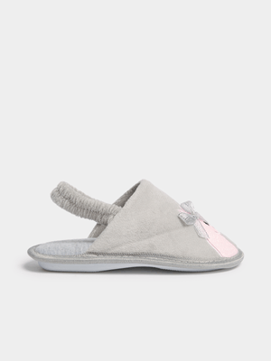 Jet Younger Girls Grey Unicorn Mule Slippers