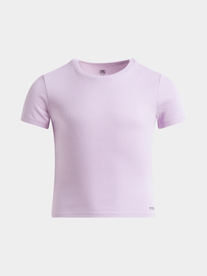 Girls TS Cropped Ribbed Lilac Tee