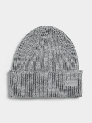 TS Ribbed Grey Melange Beanie