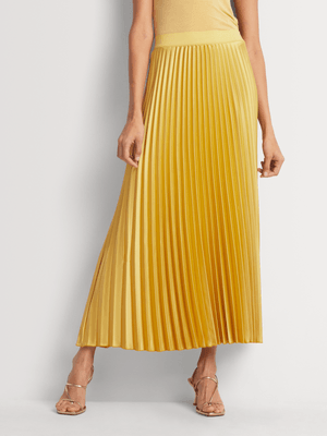 Pleated Satin Maxi Skirt