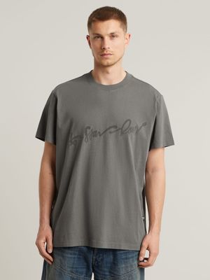 G-Star Men's Flock Script Loose Grey T-Shirt