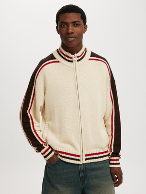 Men's Cotton On CREAM Knitted Bomber