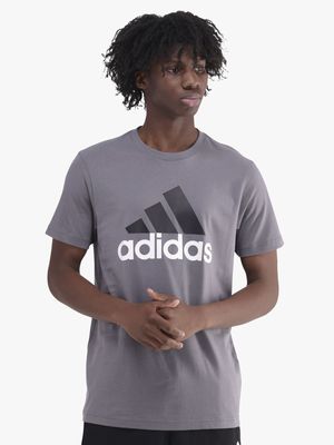 Mens adidas Big Logo SJ Grey/White Tee