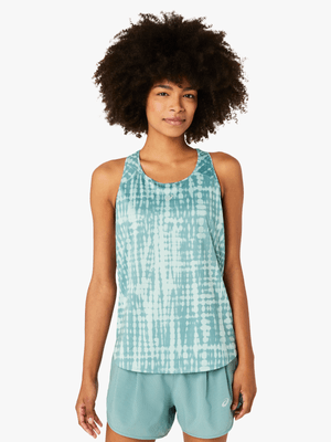 Womens Asics Road All Over Print Light Celadon Tank Top