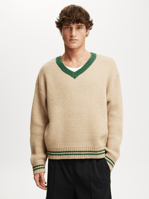 Men's Cotton On Beige V Neck Knit