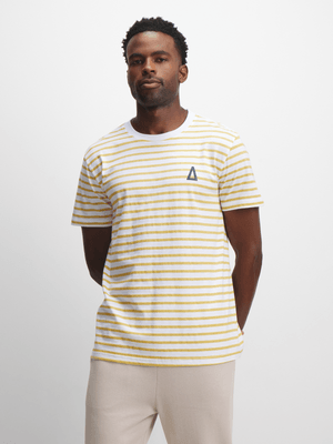 Mens APX Striped Tan/White Tee