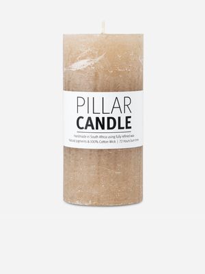 pillar candle rustic beige 7.3x15cm