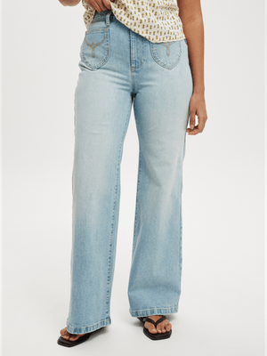 Women's Cotton On Blue Curvy Stretch Wide Jeans