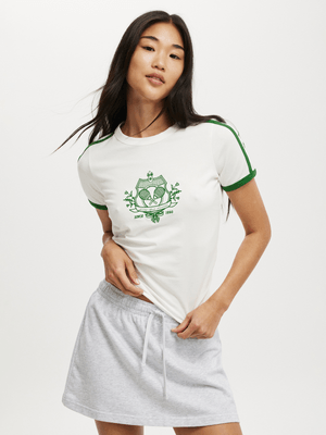 Women's Cotton On White Fitted Graphic Sporty Longline T-shirt