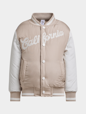 Jet Younger Boys Stone/Cream Bomber Jacket