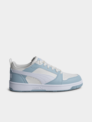 Junior Puma Rebound V6 Lo White/Blue Sneaker