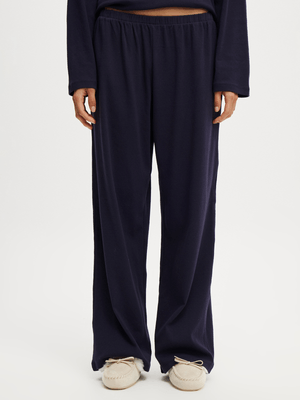 Women's Cotton On Navy Pointelle Relaxed Wide Leg Pants