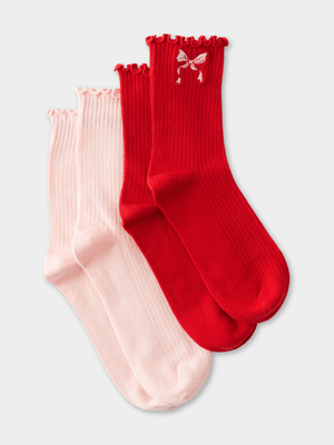 Women's Cotton On Multi The Perfect Pair Frill Rib Crew Socks