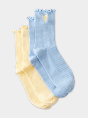 Women's Cotton On Multi The Perfect Pair Frill Rib Crew Socks