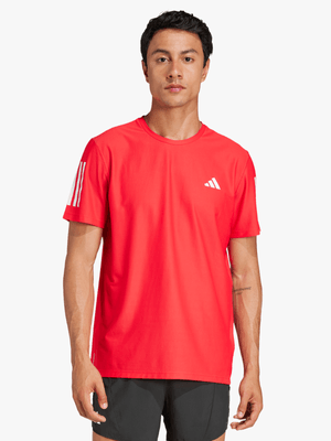 Mens adidas Own The Run Pure Ruby Tee