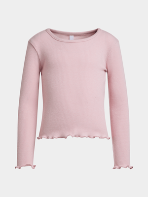 Older Girl's Pink Rib Top