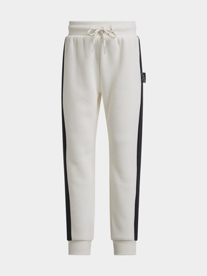 Older Girl's White & Black Colour Block Joggers