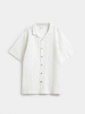 Boys Short Sleeve Crochet Shirt