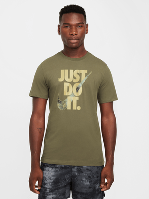 Mens Nike Dri-Fit Just Do It Camo Olive Tee