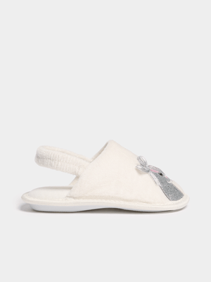 Jet Younger Girls Cream Unicorn Mule Slippers