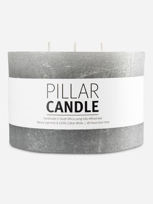 3Wick Pillar Candle Rustic Grey 15x10cm