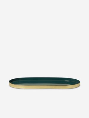 Tray Gold with Teal Enamel 20 x 40cm