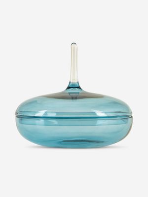 Glass Jar Containable Blue Drop 24cm