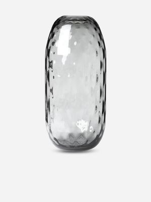 Quilt Pattern Oval Glass Vase Tall 38 x 13cm