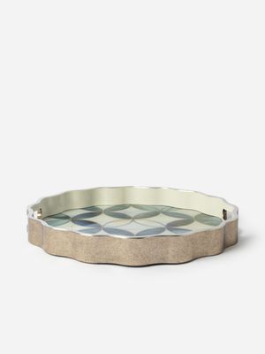 Scalloped Mosaic Print Tray 35cm