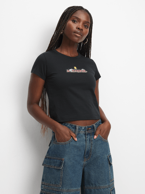 Converse Women's Skull Logo Black Crop Top