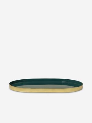 Tray Gold with Teal Enamel 19.5 x 30cm