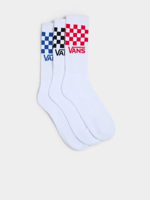 Vans Unisex Classic 3 Pack Check Crew Multicolour Socks