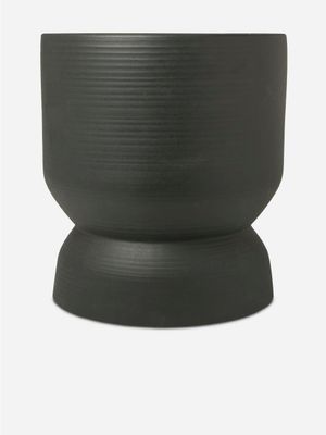 Cinched Glazed Planter Matte Black