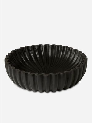 Fluted Wood Bowl Black