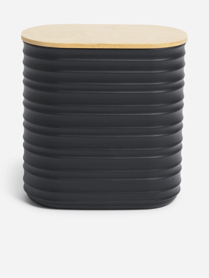 Jet Home Black Ribbed Medium Canister