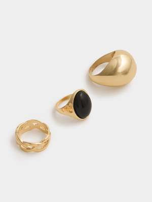 Women's Gold 3-Pack Statement Rings