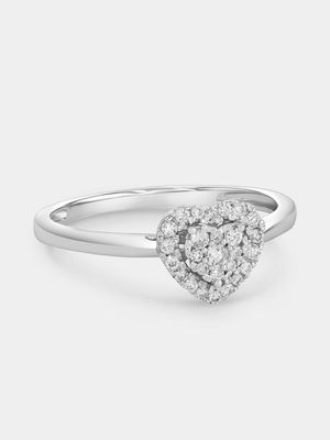 Sterling Silver Lab Grown Diamond Women’s Heart Halo Ring