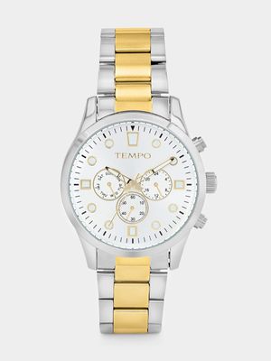 Tempo Gold Plated Silver Tone Dial Two-Tone Bracelet Watch