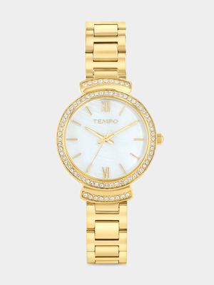 Tempo Gold Plated Mother Of Pearl Dial Bracelet Watch