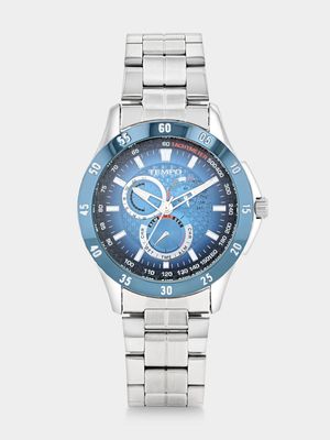 Tempo Silver & Blue Plated Blue Dial Bracelet Watch