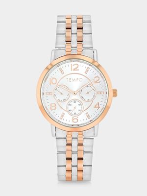 Tempo Rose Plated Silver Tone Dial Two-Tone Bracelet Watch