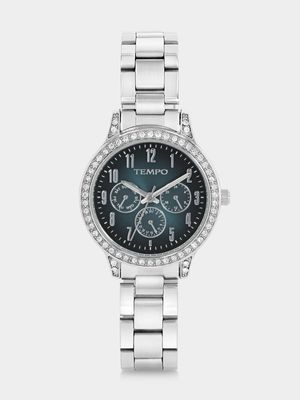 Tempo Silver Plated Turquoise Dial Bracelet Watch