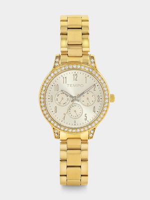 Tempo Gold Plated Champagne Dial Bracelet Watch