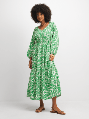 Women's Green Tiered Maxi Dress