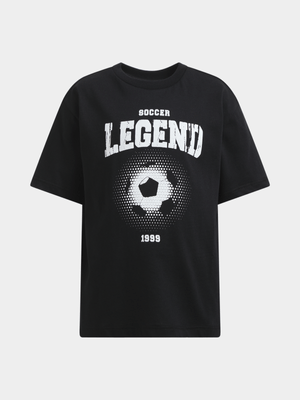 Older Boy's Black Graphic Print T-Shirt