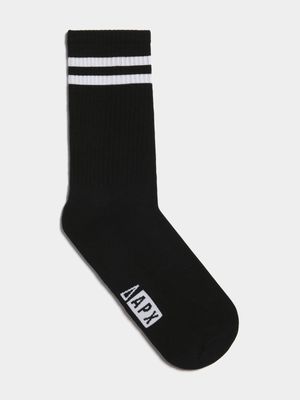 Men's APX Branded Rib With Logo Black Sock