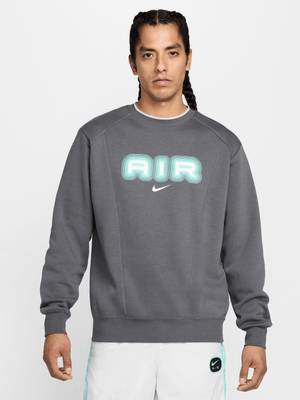 Mens Nike Sportswear Air Fleece Iron Grey Crew Neck Top